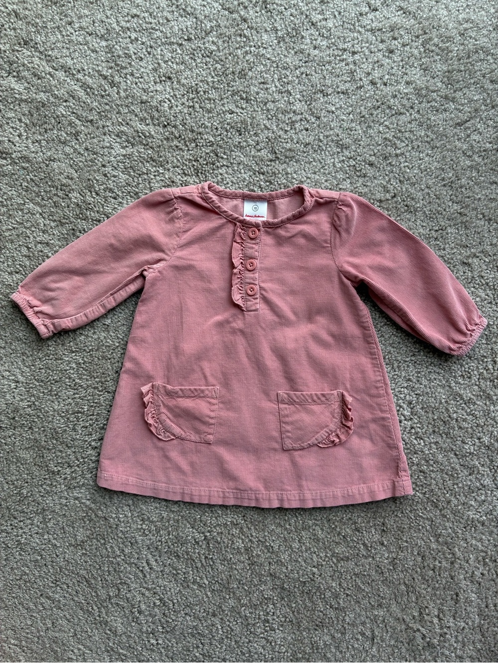 Hanna Andersson Rose Pink Long-Sleeve Corduroy Dress